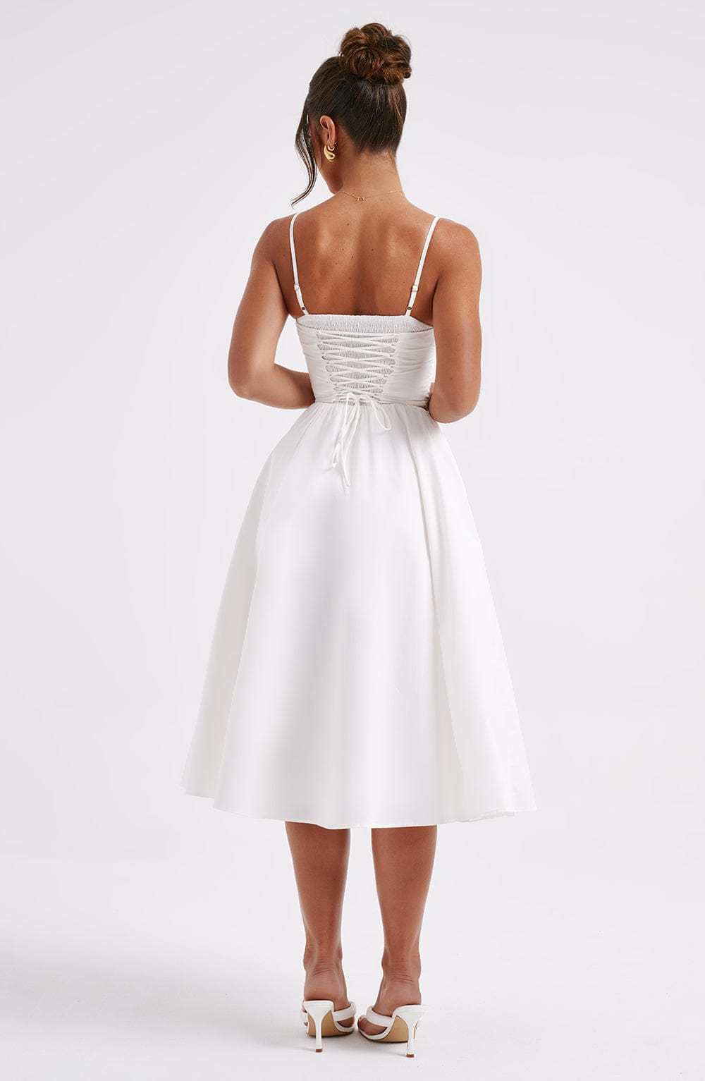 Elara Midi Dress - Ivory - Celestia Couture