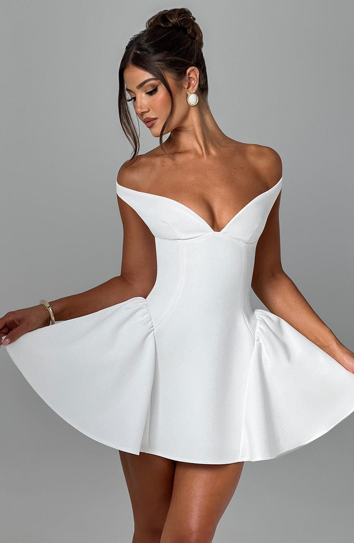 Marla Mini Dress - Ivory - Celestia Couture