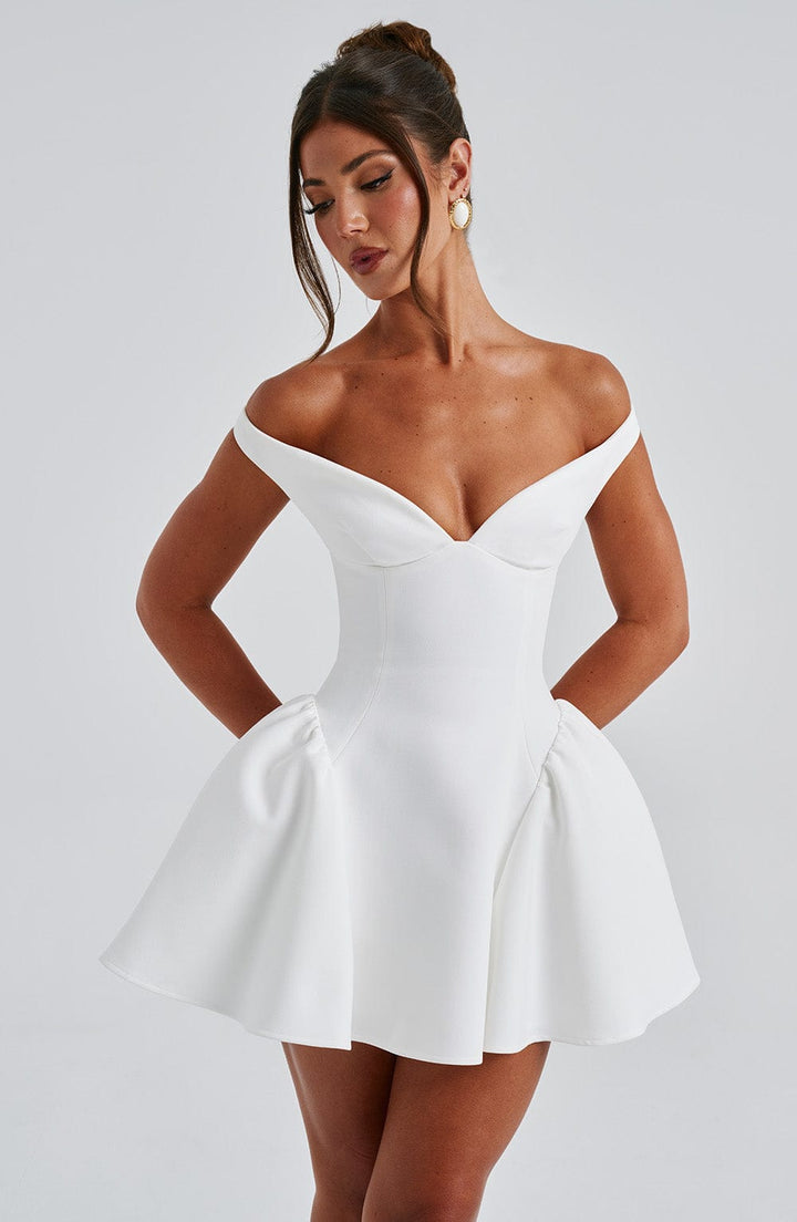 Marla Mini Dress - Ivory - Celestia Couture