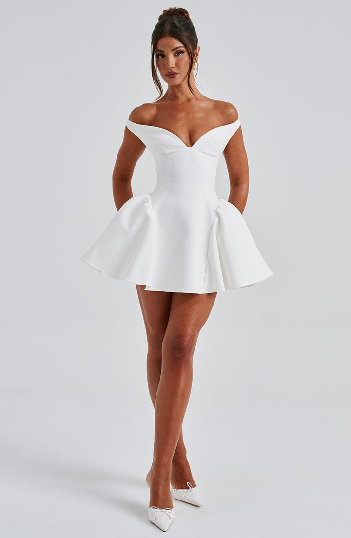Marla Mini Dress - Ivory - Celestia Couture