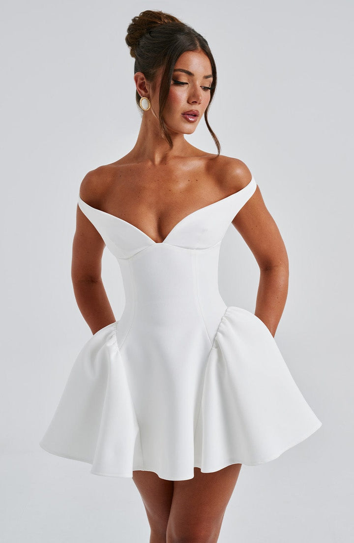 Marla Mini Dress - Ivory - Celestia Couture