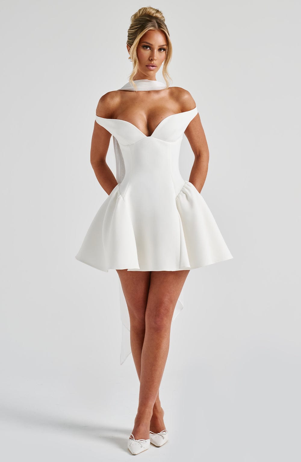Marla Mini Dress - Ivory - Celestia Couture