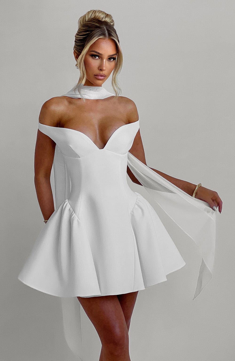 Marla Mini Dress - Ivory - Celestia Couture