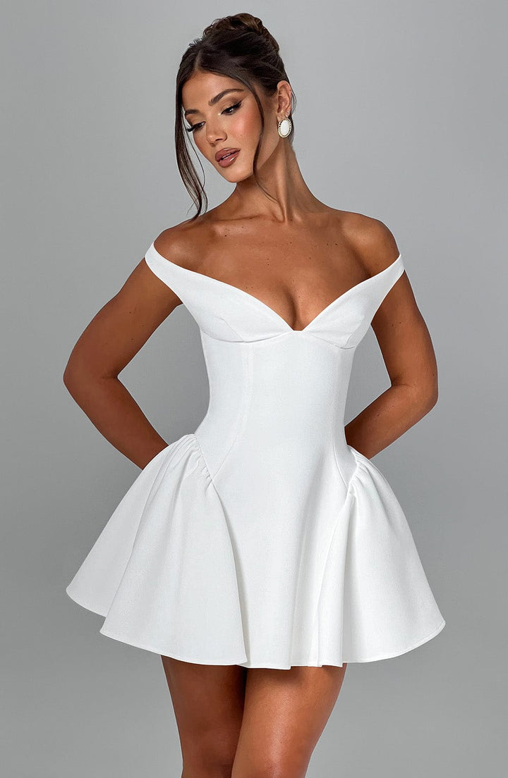 Marla Mini Dress - Ivory - Celestia Couture
