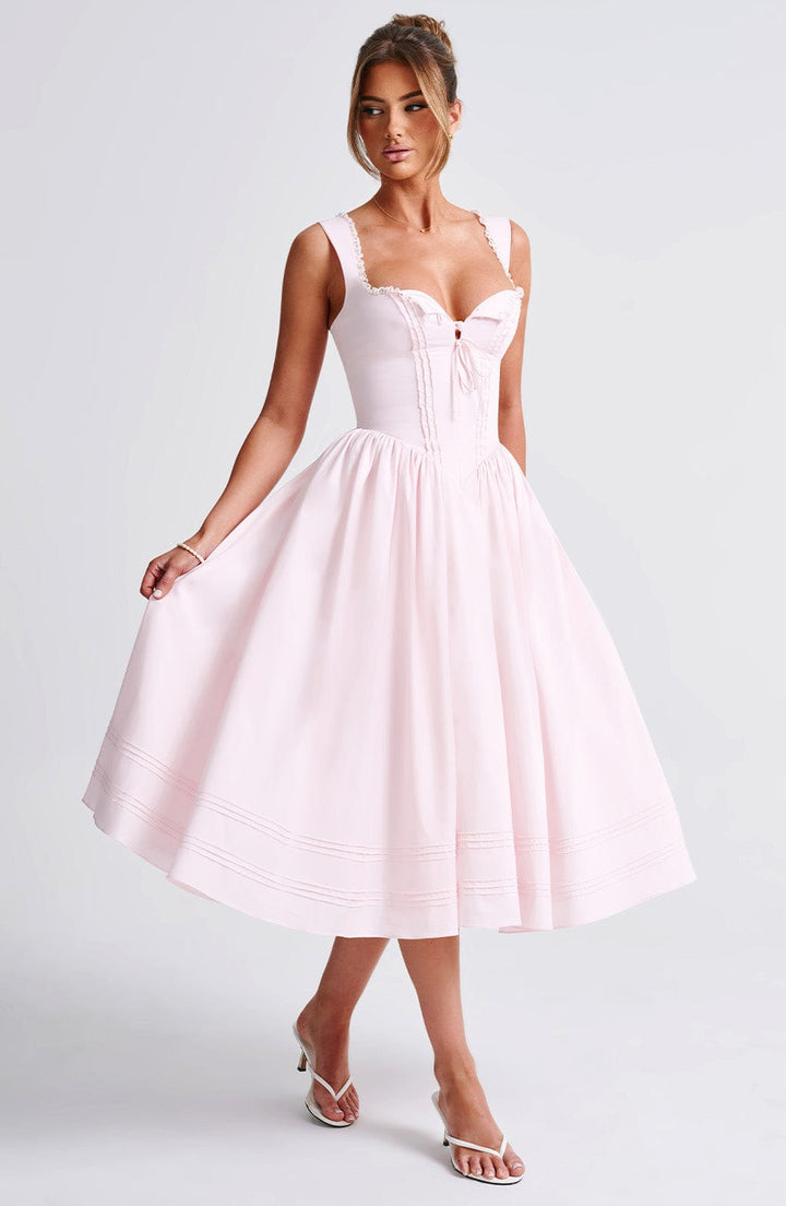 Marlena Midi Dress - Blush - Celestia Couture
