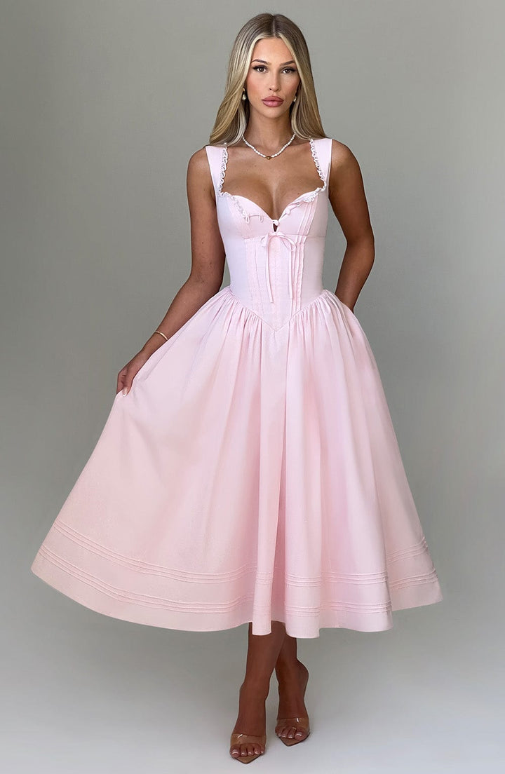 Marlena Midi Dress - Blush - Celestia Couture