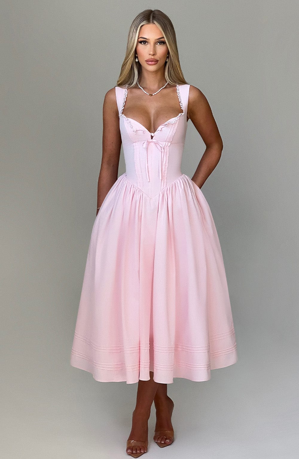 Marlena Midi Dress - Blush - Celestia Couture