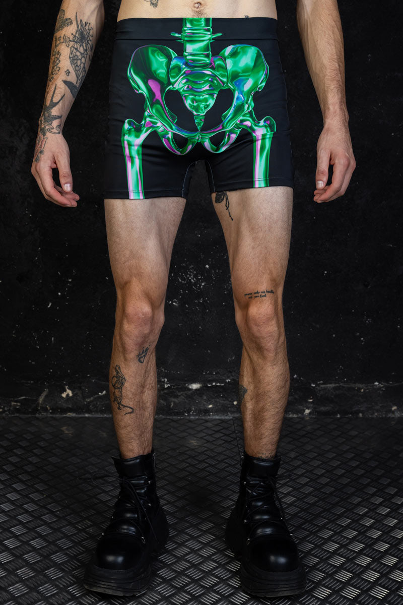 Emerald Skeleton High Waisted Men Shorts Set