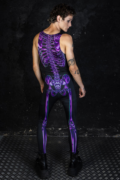 Purple Skeleton Men Leggings Set