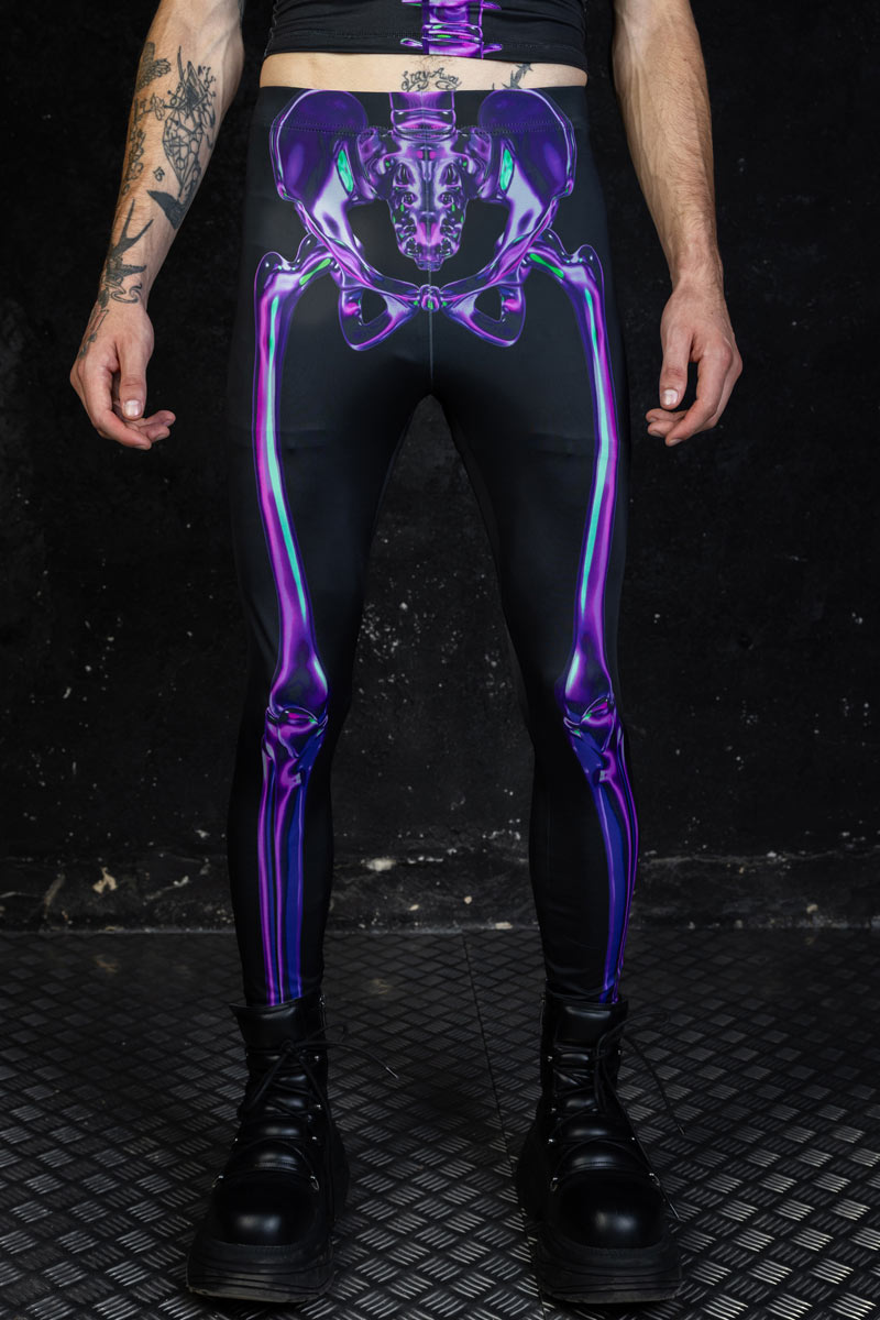 Purple Skeleton Men Leggings Set