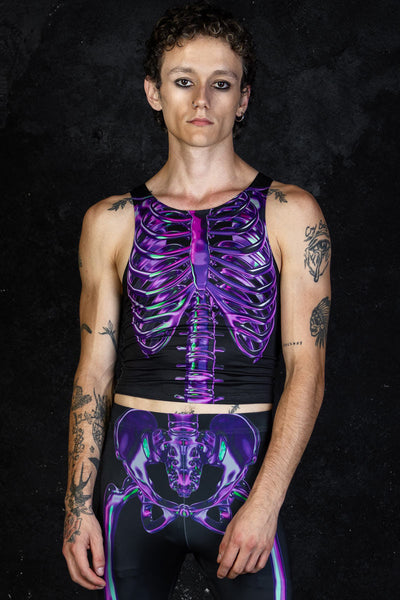 Purple Skeleton Men Leggings Set
