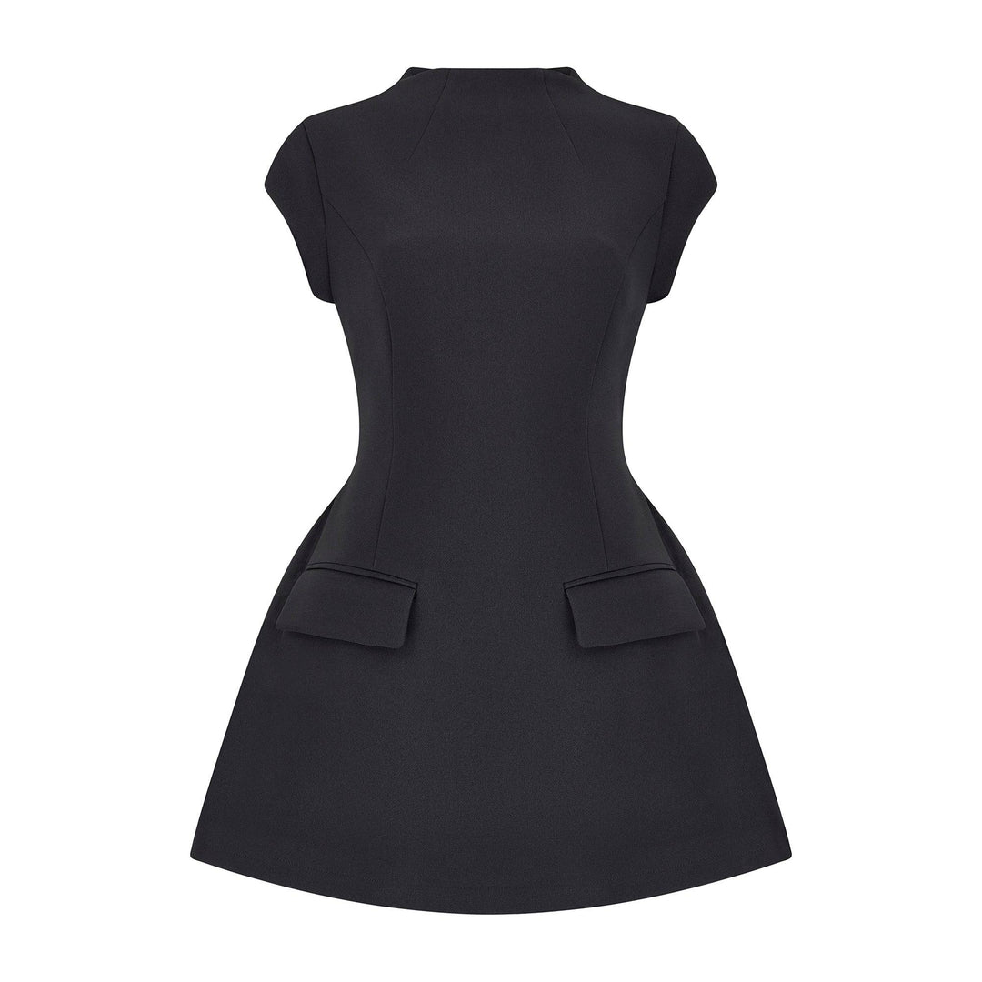 Celestia Cap Sleeve Mini Dress | Black - Celestia Couture