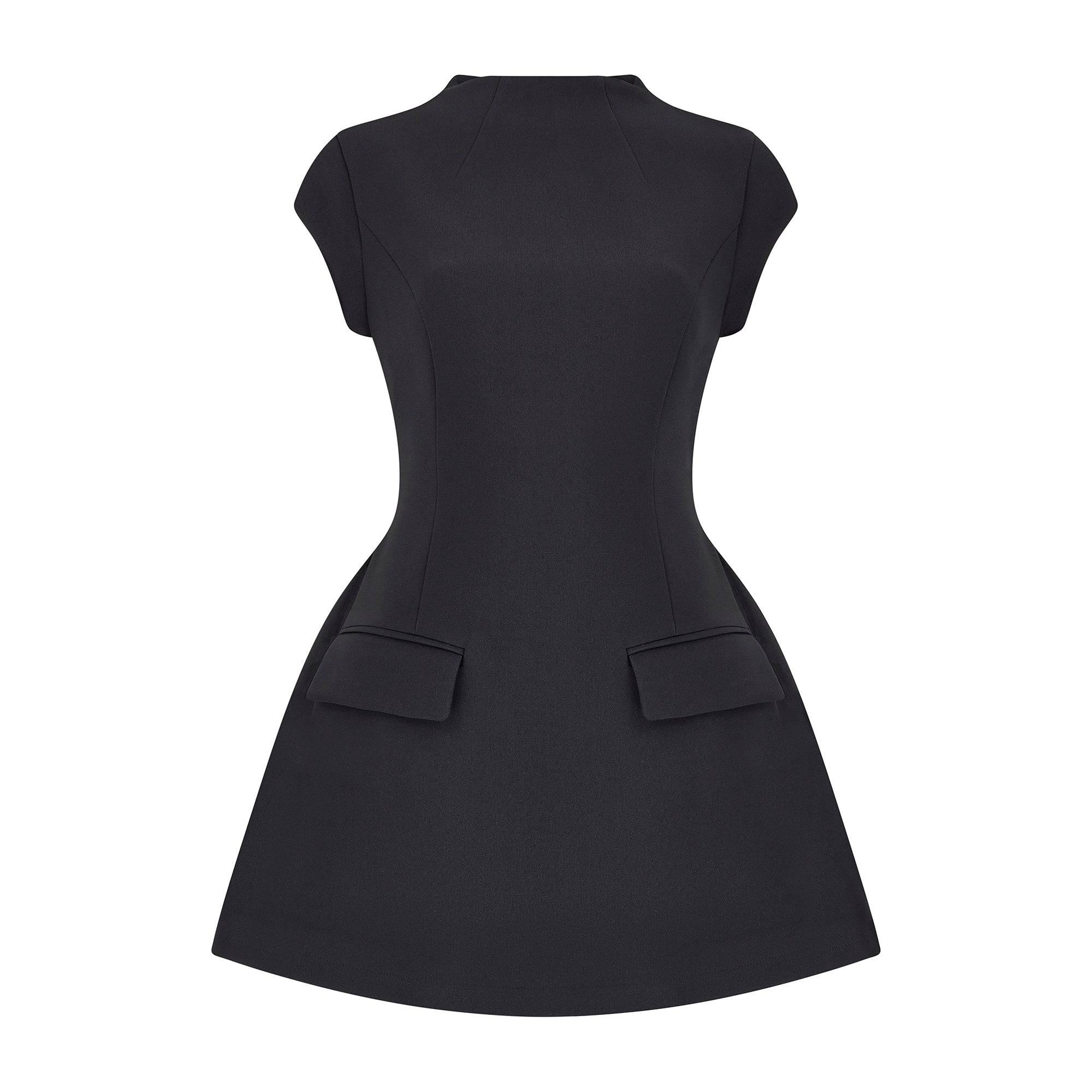 Celestia Cap Sleeve Mini Dress | Black - Celestial Couture