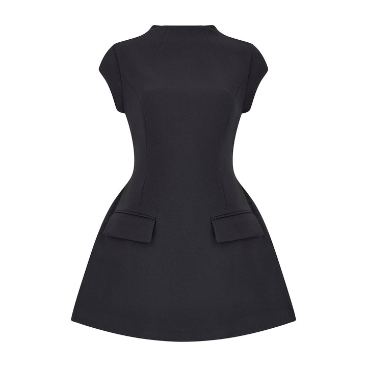 Celestia Cap Sleeve Mini Dress | Black - Celestia Couture