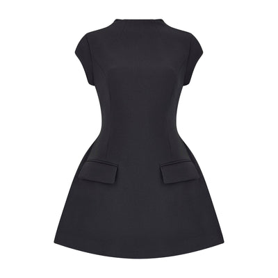 Celestia Cap Sleeve Mini Dress | Black - Celestial Couture
