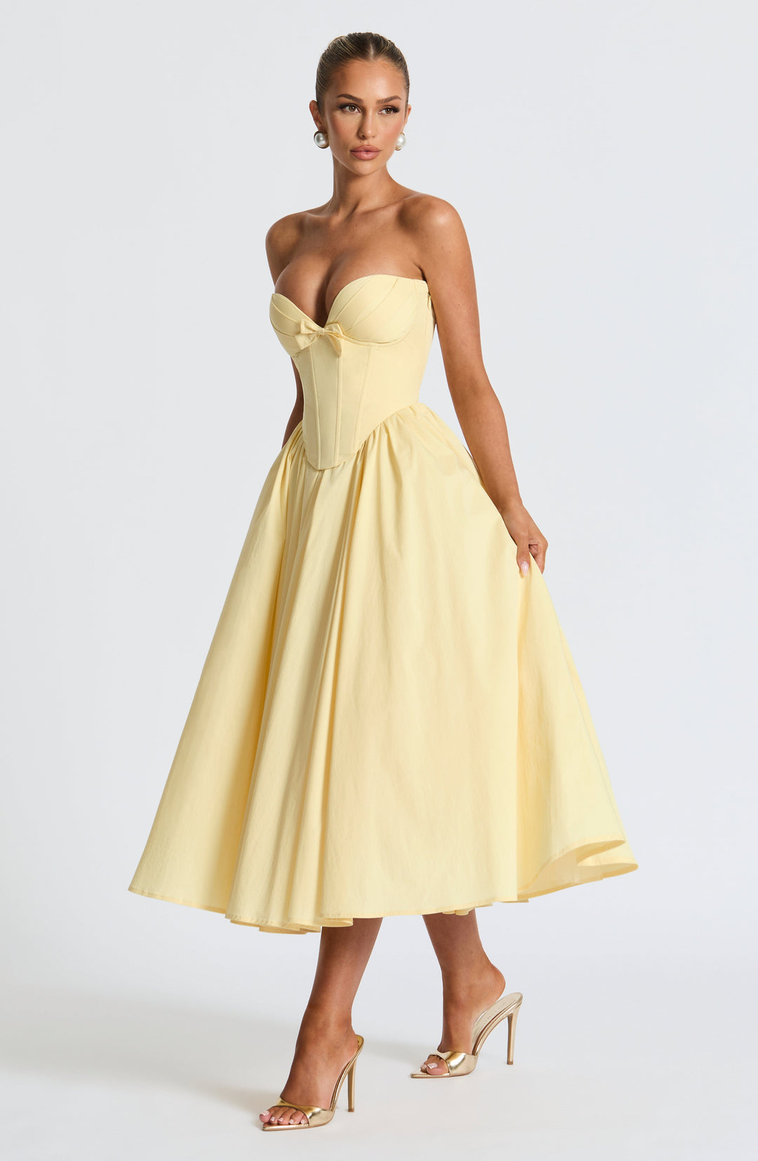 Prim Midi Dress - Lemon - Celestia Couture