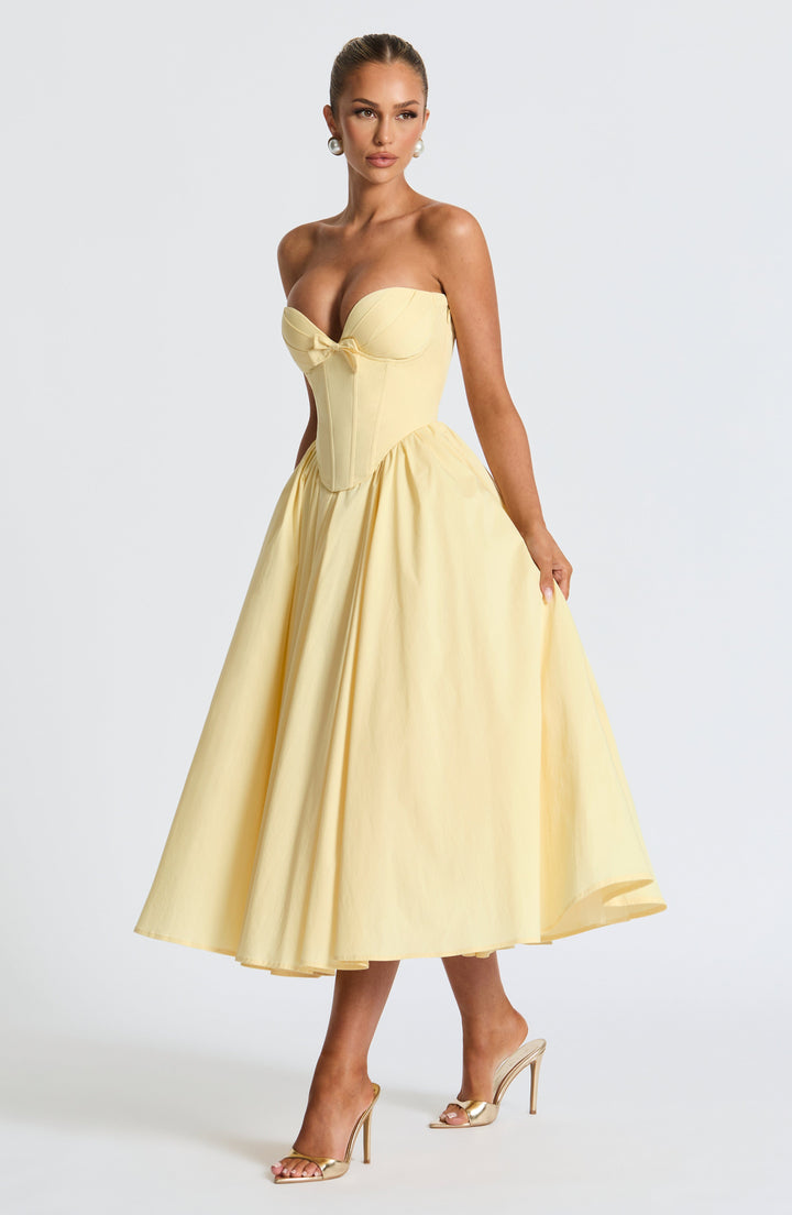 Prim Midi Dress - Lemon - Celestia Couture