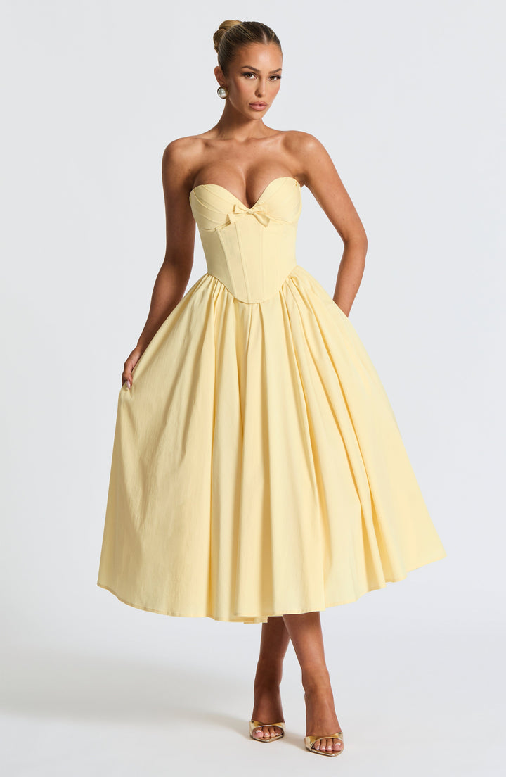 Prim Midi Dress - Lemon - Celestia Couture
