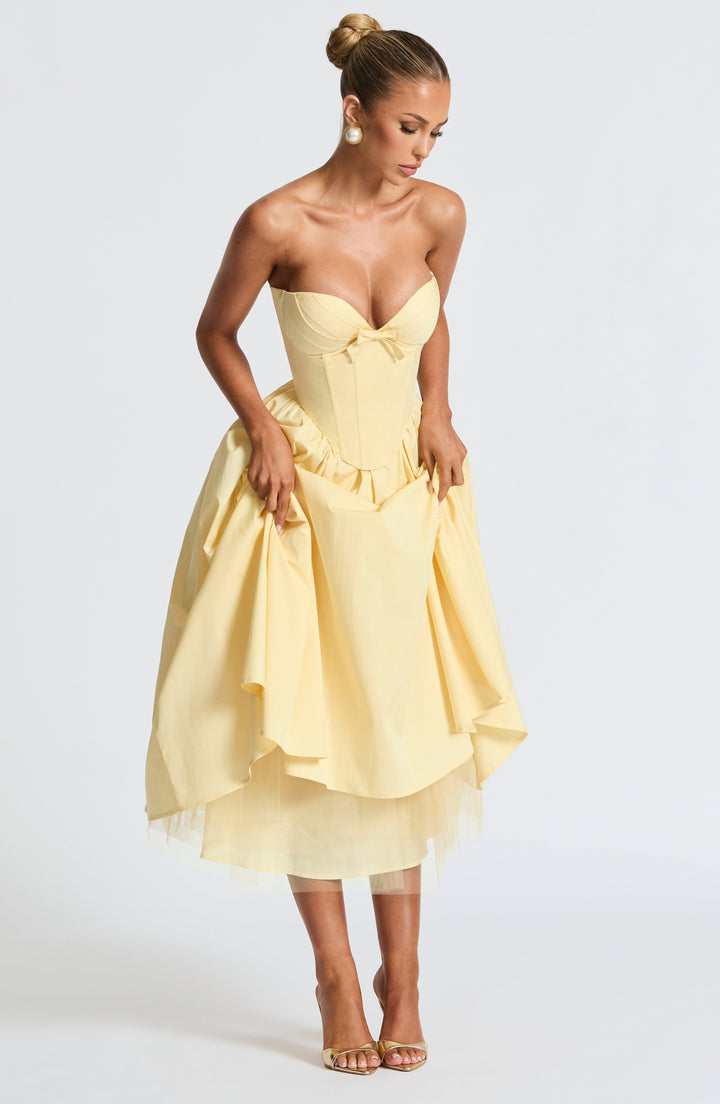 Prim Midi Dress - Lemon - Celestia Couture