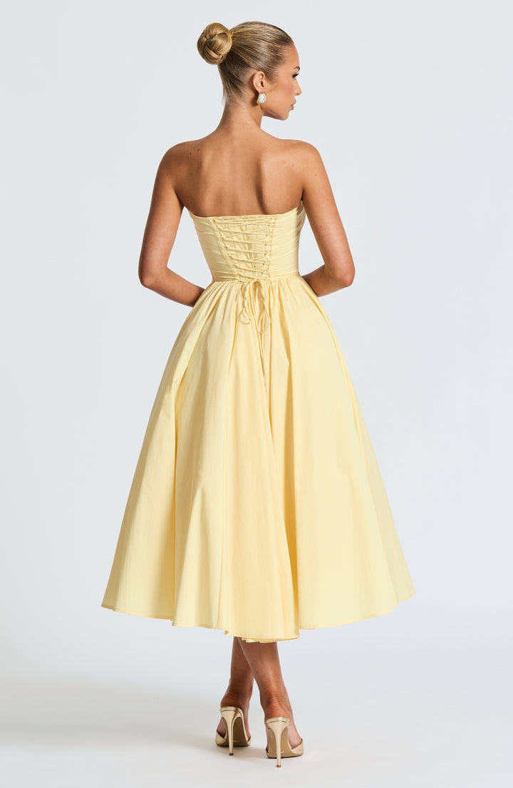 Prim Midi Dress - Lemon - Celestia Couture