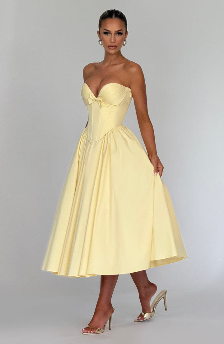 Prim Midi Dress - Lemon - Celestia Couture