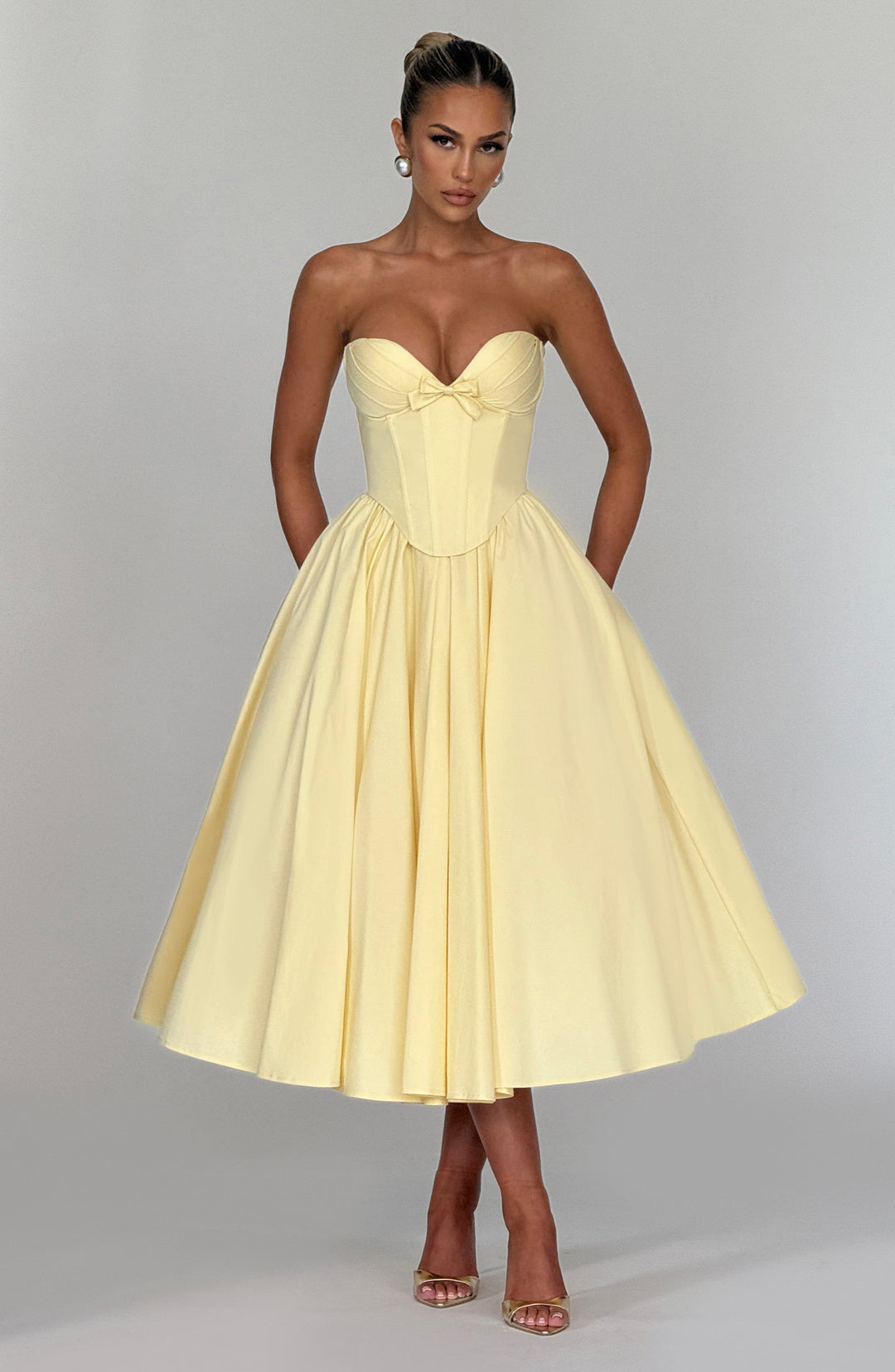 Prim Midi Dress - Lemon - Celestia Couture