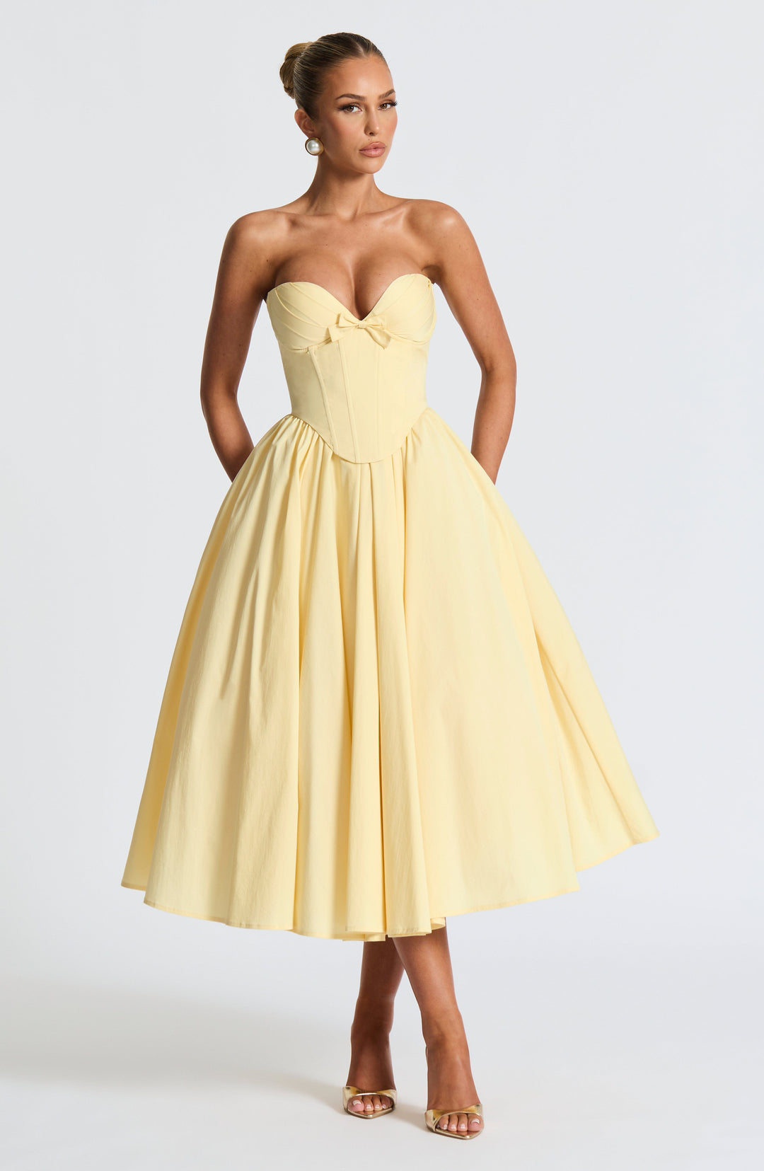 Prim Midi Dress - Lemon - Celestia Couture