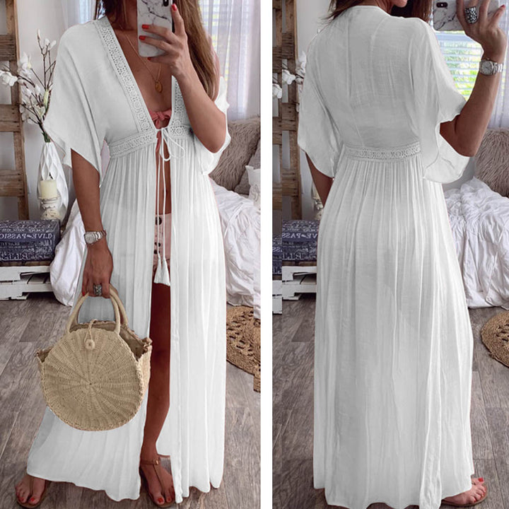 Drawstring Kimono Beach Cover Up - multiple colours