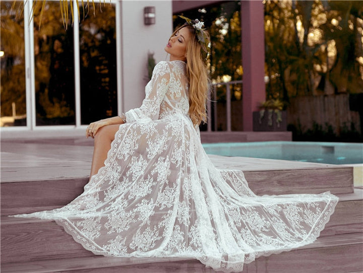 White Lace Cardigan Tunic