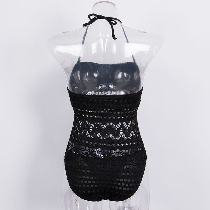Black One Piece  Hollow Swimsuit