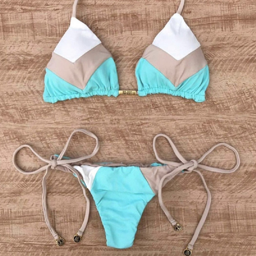 Triangle Print Bikini&