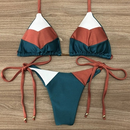 Triangle Print Bikini&