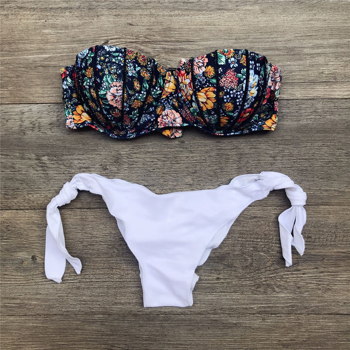 Bandeau Floral Print Bikini