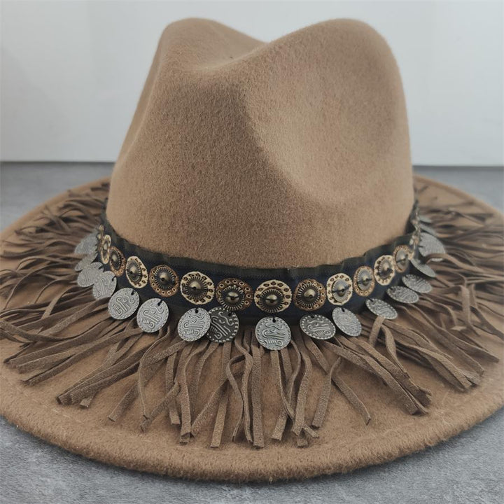 Cappello in lana a tesa larga Boho - 2 stili