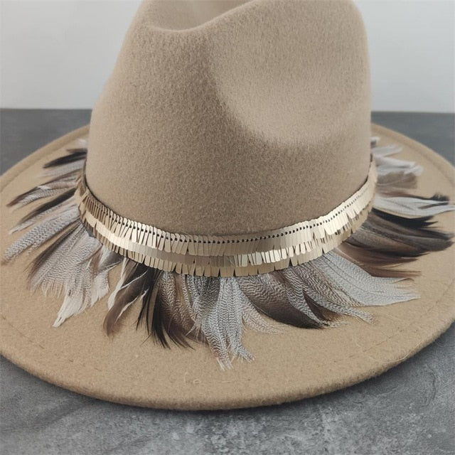 Cappello in lana a tesa larga Boho - 2 stili