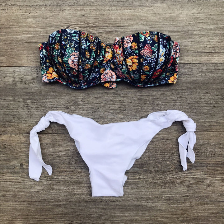 Bandeau Floral Print Bikini