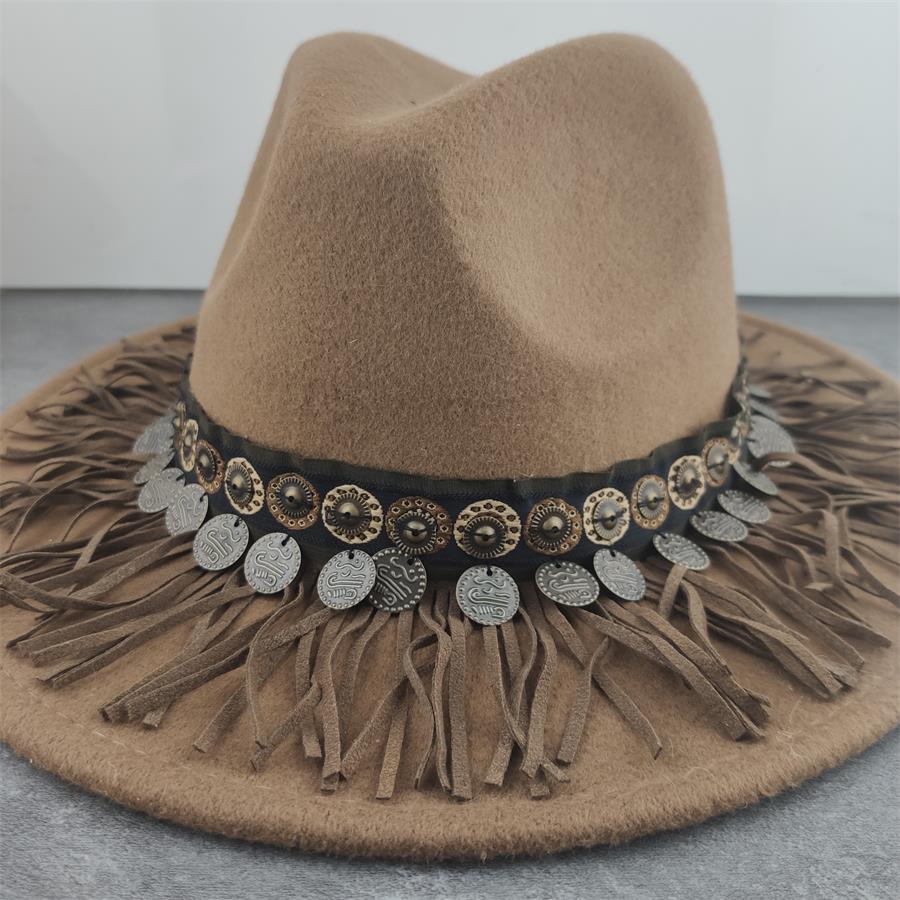 Cappello in lana a tesa larga Boho - 2 stili