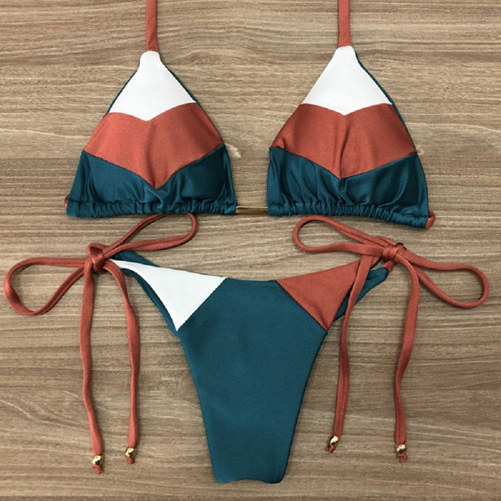 Triangle Print Bikini&