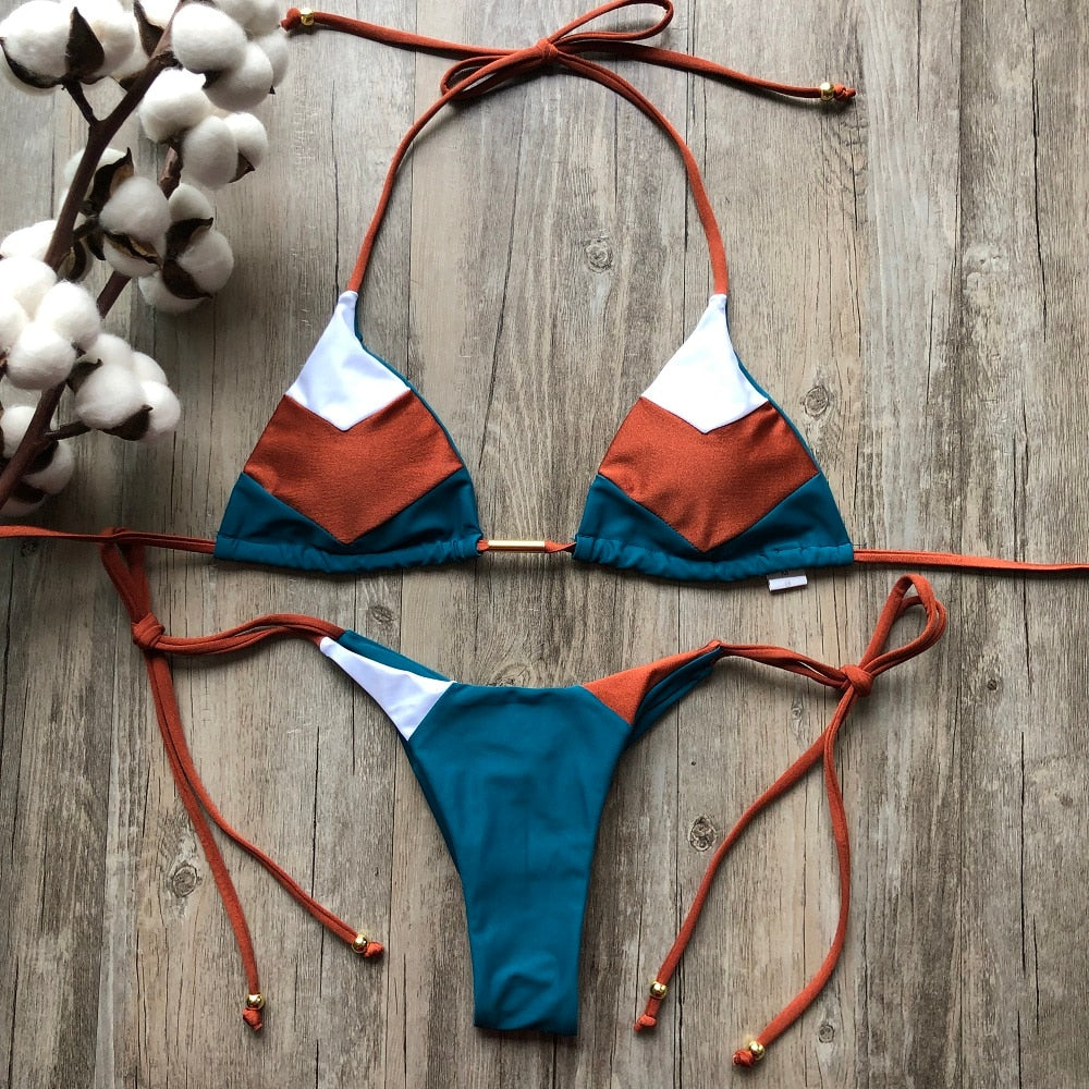 Triangle Print Bikini&