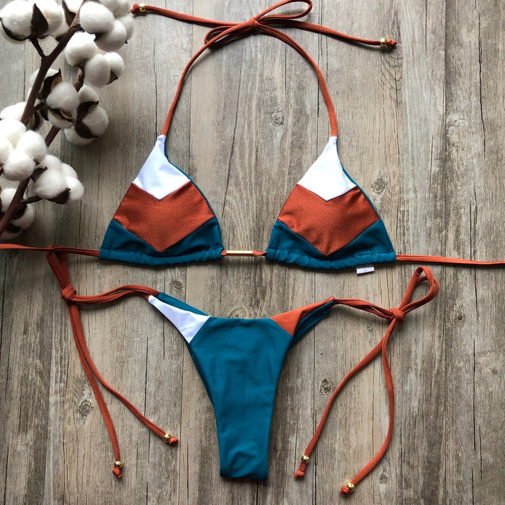Triangle Print Bikini&