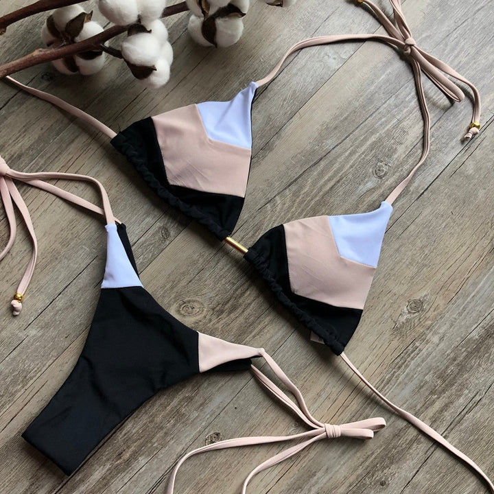 Triangle Print Bikini&