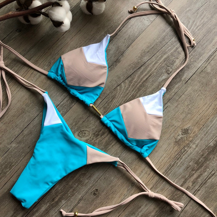 Triangle Print Bikini&