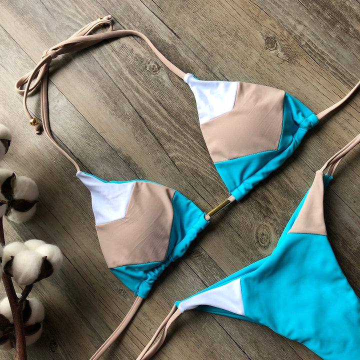 Triangle Print Bikini&