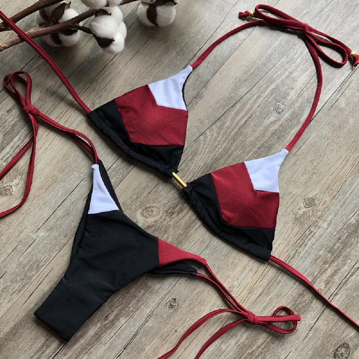 Triangle Print Bikini&