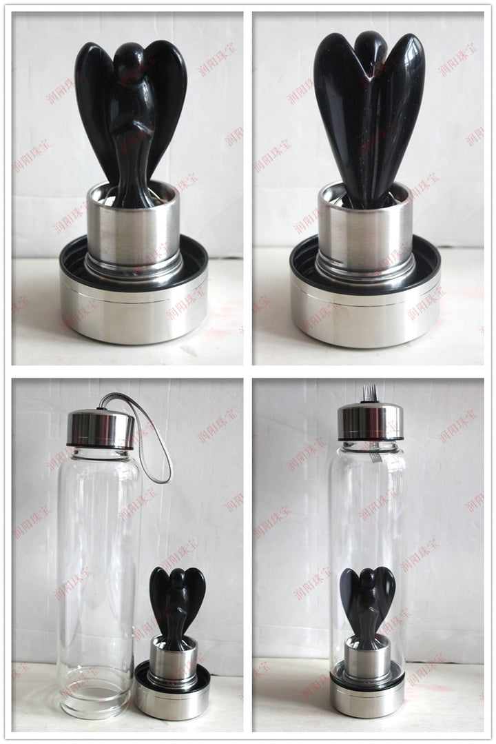 Natural Angel Crystal Water Bottles - Hand Carved