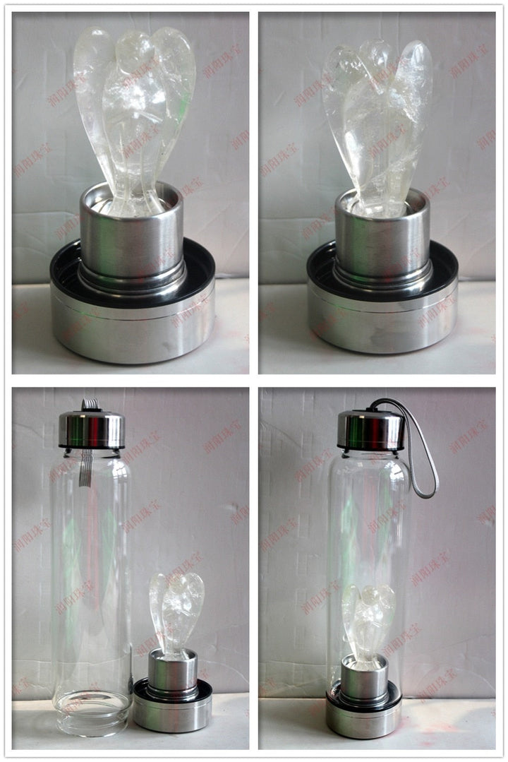 Natural Angel Crystal Water Bottles - Hand Carved