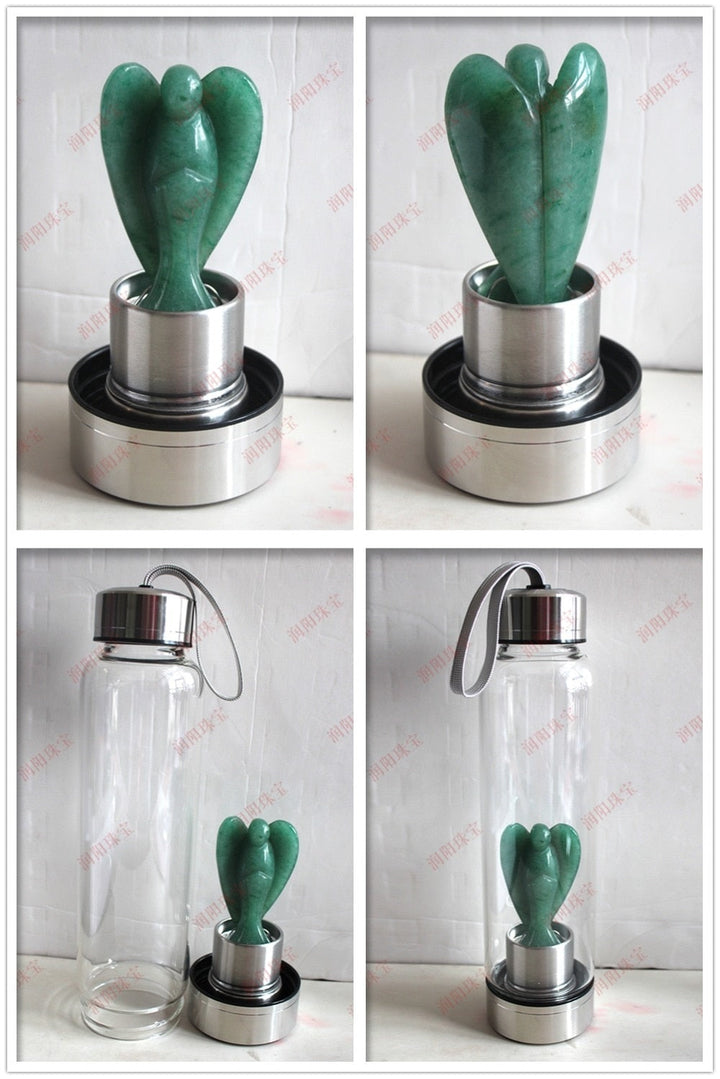 Natural Angel Crystal Water Bottles - Hand Carved
