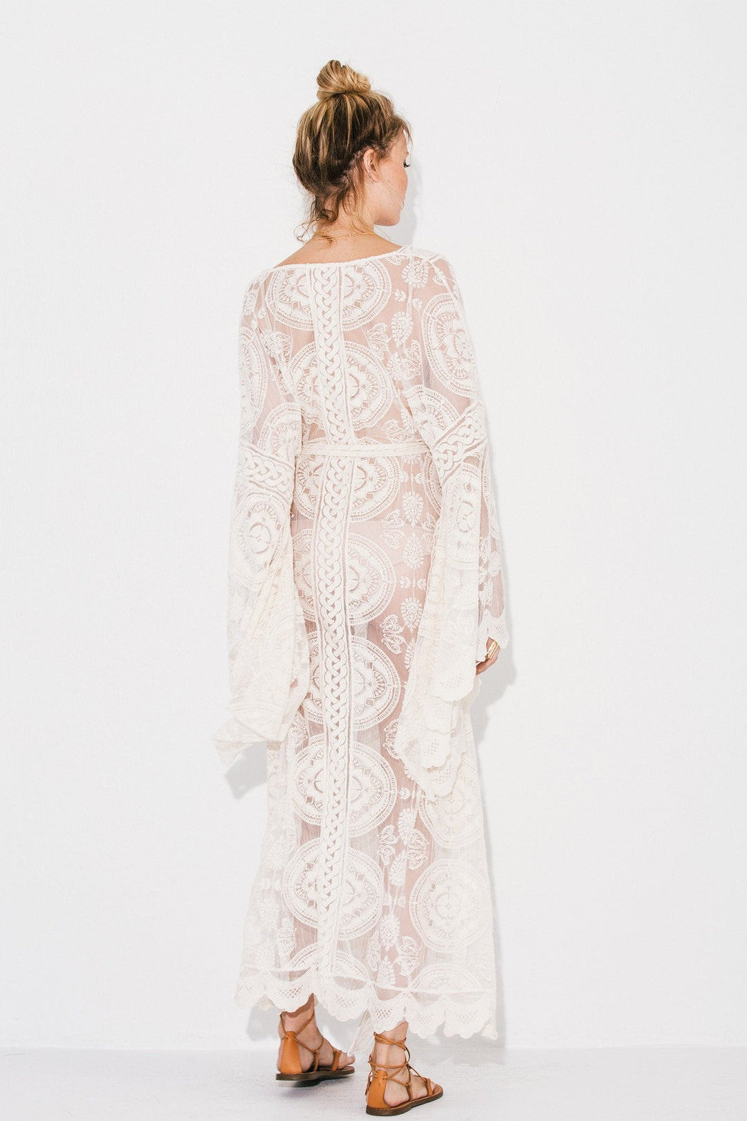White Lace Kimono Slip Dress