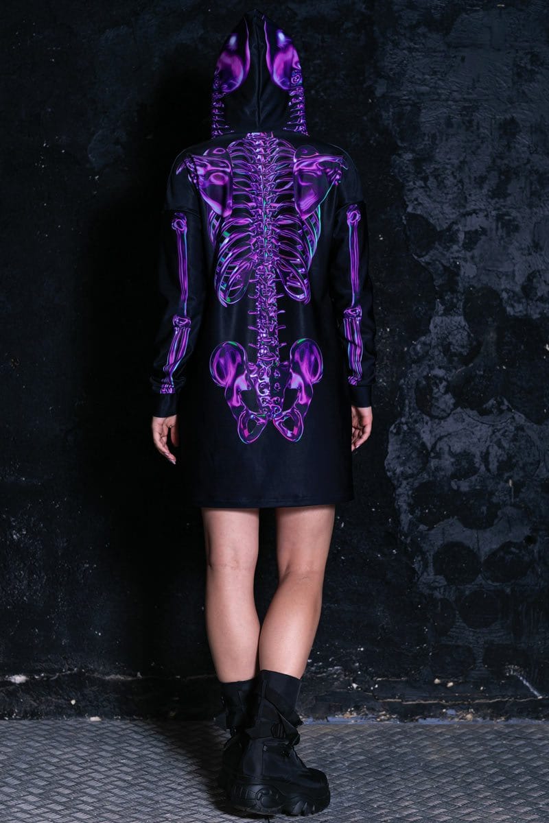 Purple Skeleton Hoodie Dress