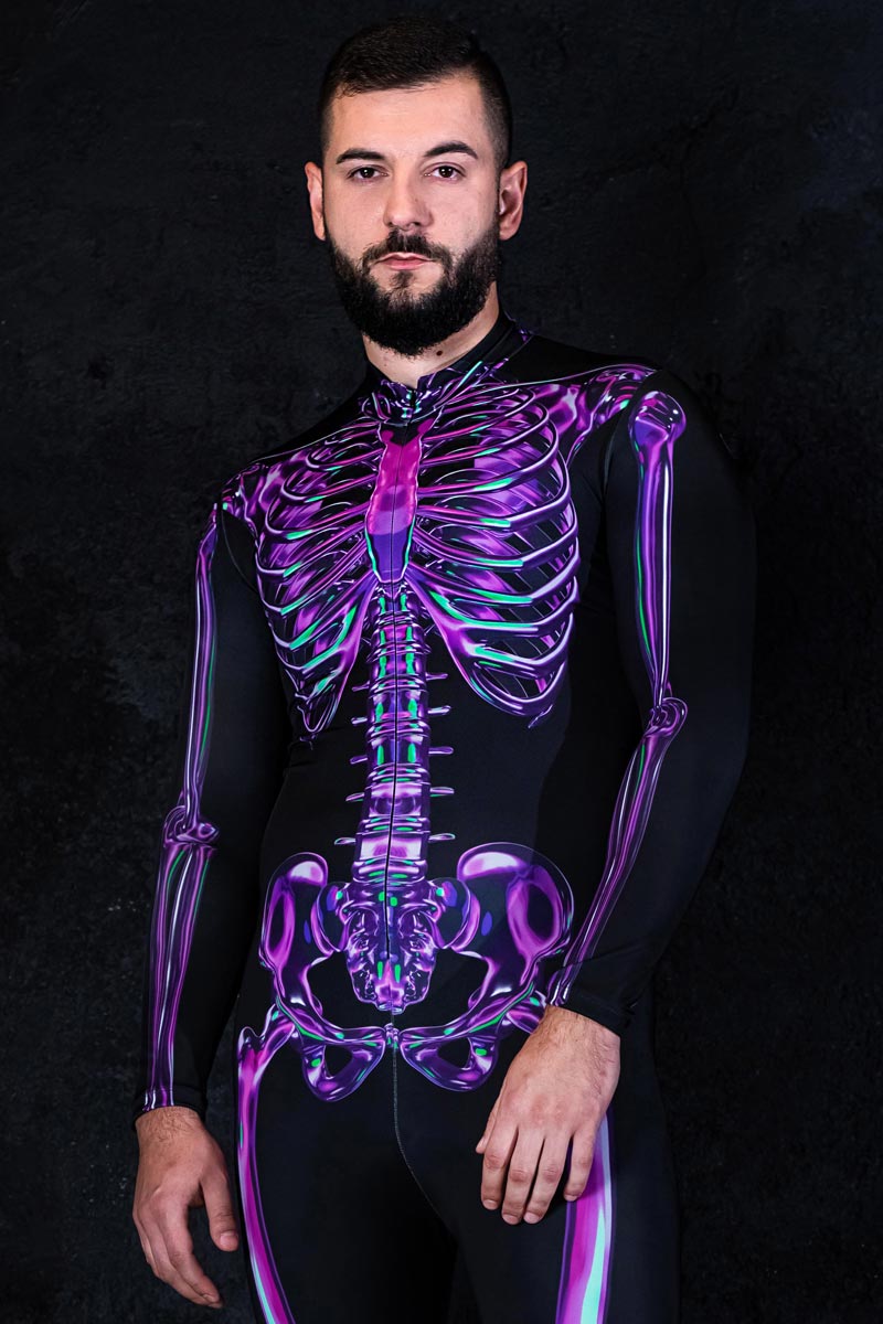 Purple Skeleton Men Costume